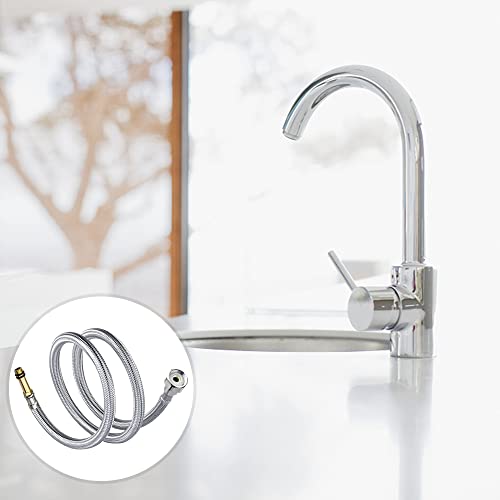quiodok 2 Pcs Monobloc Flexible Tap Connector, Stainless Flexible Supply Hose, Compression Braided Water Hose for Kitchen Bath Universal Replacem