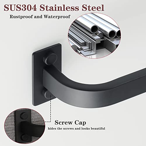 Mooche Towel Rail Wall Mounted Towel Holder 40CM Hand Towel Holder for Bathroom Kitchen, SUS304 Stainless Steel Matte Black, GJF2201-400-B