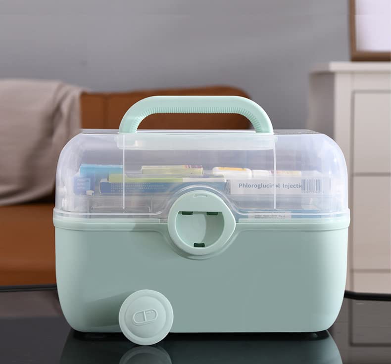 LIKEUDO Green 3 Layer First Aid Medicine Storage Box Family Medicine Organizer Emergency Medicine Organizer With Portable Small Pill Box (M)
