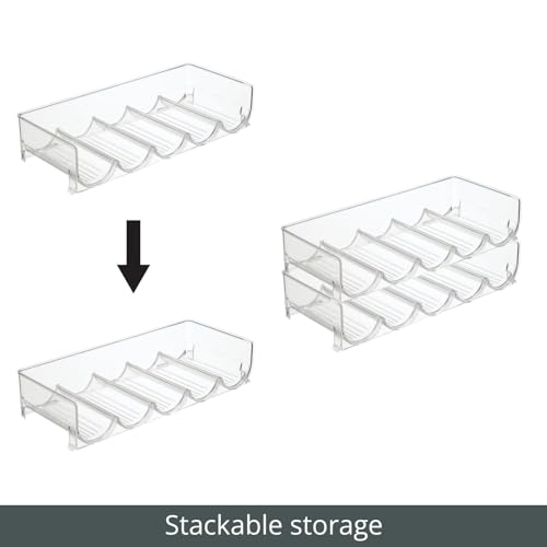 mDesign Set of 2 Stackable Bottle Shelf – Practical Plastic Wine Shelf for up to 5 Bottles – Handy Shelf for Wine Bottles or Other Drinks – Clear