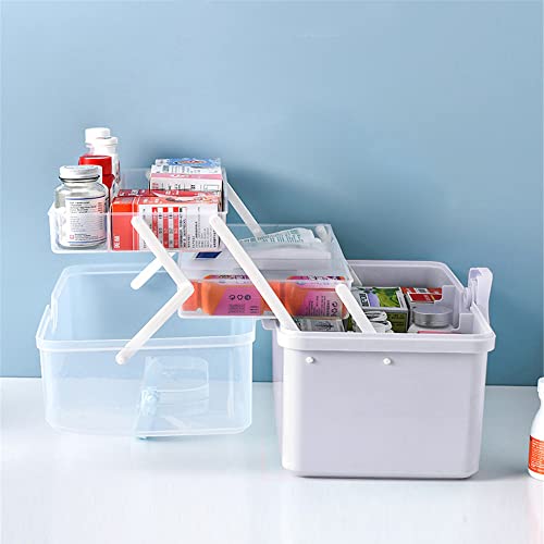 LIKEUDO 34 x 19 x 21.5 cm White 3 Layer First Aid Medicine Storage Box Family Medicine Organizer Emergency Medicine Organizer