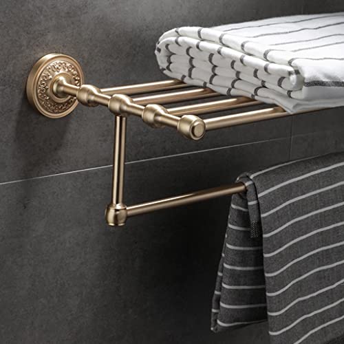 HIGOH Towel Racks, Bathroom Towel Rack Wall Mounted Towel Holder,Brushed Bathroom Hardware,All Copper Bath Towel Rack,Bathroom European Style Car