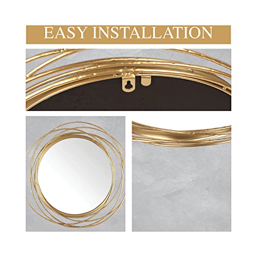 Mirrorize Large 51cm Gold Round Mirror, Circle Framed Bathroom Vanity Mirror, Wall Mirror for Living Room Hallway Bedroom, Make Up Mirror 51 CM D