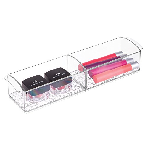 iDesign Med+ Medication and Pill Organiser Tray, Plastic Storage Box with Handles for Medicine Cabinets, Clear