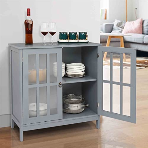 DSHGDJF Buffet Sideboard Entryway Serving Storage Cabinet with 2 Doors 80x36x80cm Disassembly Inner Compartment Mdf Gray