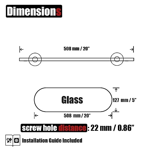 JQK Bathroom Glass Shelf Gold, Tempered Glass Shower Storage 20 by 5 inches, 304 Stainless Steel Brushed Gold Wall Mount, TGS121L20-BG