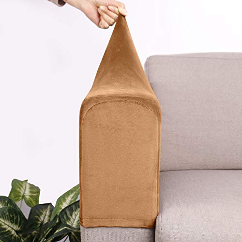 LIOOBO 2Pcs Couch Sofa Armrest Covers Stretch Sofa Slipcover Furniture Protector Armchair Armrest Protective Cover Sleeve for Recliner Sofa Beige