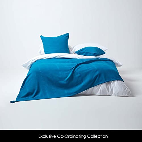 HOMESCAPES - Rajput Ribbed Throw 100 x 140 Inches Teal 100% Cotton, Suitable for most 3 Seater Sofas or Double, King bedspreads, Easy care, washa