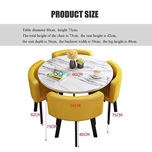 Office Reception Round Dining Table Set for 4, Business Reception Desk Table and Chair Combination,Hotel Lobby Dining Table Set,Bedroom Balcony L