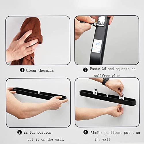 Kitchen Dish Towel Holder Wall Mounted, Self Adhesive Hand Towel Holder Black, Modern Design Hand Towel Holder, Self Adhesive Hand Towel Hanger B