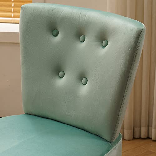 LIUZH Velvet Fabric Upholstered Trundle Chair With Black Metal Legs Dining Room Living Room Bedroom, Light Blue