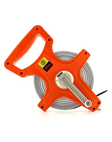 QWORK Open Reel Tape Measure, Fibreglass Surveyors Tape, 50M /165 FT