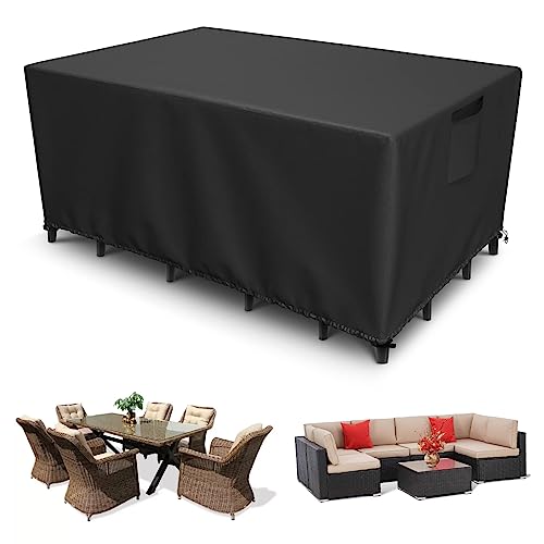 Garden Furniture Covers, Square Outdoor Furniture Cover Waterproof, 600D Durable Heavy Duty Patio Table Cover, Windproof Patio Cover Black Fits u