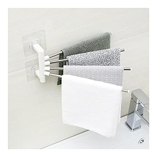 HIGOH Towel Racks, Towel Rail for Bathroom,Bathroom Hand Towel Holder,Rotating Towel Holder,Wall Mounted Towel Hanger,Swivel Rack 4 Bar Bathroom