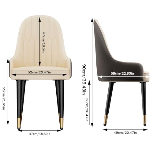 FATIVO Leather Dining Chairs Set of 2 : Faux Leather Upholstered Dining Chairs Elegant and Stylish Ergonomics Thick Seat High Back Large Chair fo
