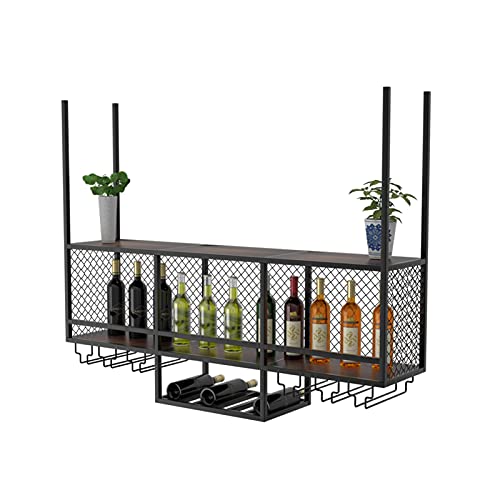 KEppd Wine Rack Wall Mounted - Ceiling Hanging Wine Glass Rack European Style Wine Bottle Holder Decoration Stemware Goblet Shelf for Bars