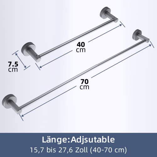 Cobbe Single-Lever Towel Rail, Extendible Towel Rail, 40 cm to 70 cm, Retractable Bathroom Towel Rail, Space Aluminium Towel Rail, Bathroom Towel