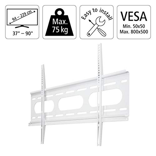 Hama 84474 TV wall bracket (for televisions from 37 to 90 inches, including Fischer dowels, VESA up to 800 x 500, wall distance only 2.5 cm, max.