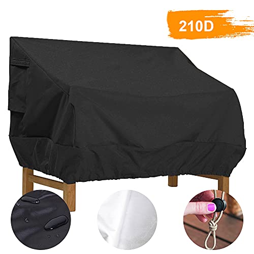 Juliyeh Outdoor Bench Cover Outdoor Sofa Cover 2/3/4 Seater Waterproof Anti-Wind Anti-Dust Anti-UV Oxford 210D Cover for Garden Furniture (Black,