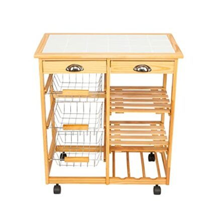 BHVXW Kitchen & Dining Room Cart 2-Drawer Removable Storage Rack with Rolling Wheels Kitchen Trolley Cart Dining