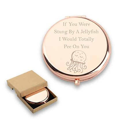 WUSUANED Funny Friendship Gift If You were A Stung by A Jellyfish Makeup Mirror Jellyfish Lover Gift (Jellyfish Mirror)