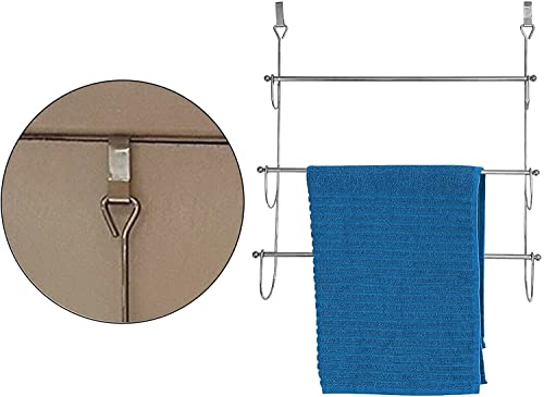 FunkyBuys® Branded Chrome Overdoor Towel Holder 3 Tier (SI-HH1003) Bars Rack Storage Bathroom Home