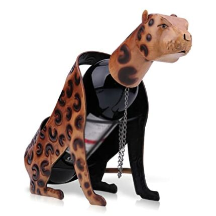 maozi Leopard Wine Holder Metal Animal Wine Rack Sculpture Bar Wine Bottle Stand Practical Interior Home Decoration Crafts