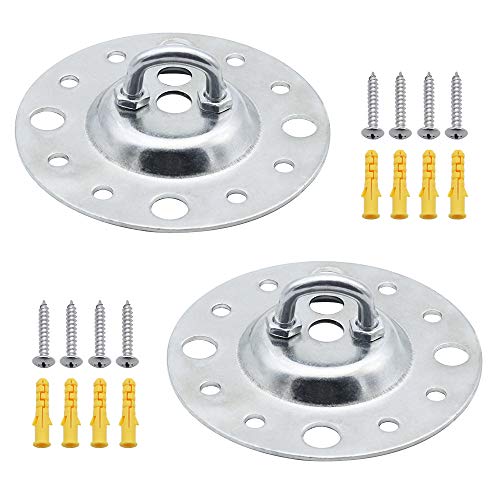 KingYH 2 Pack Wall Ceiling Mount Pad Eye Plate Bracket 115 mm Diameter Heavy Duty Suspension Strap Trainer Hook with Screws for Suspension Straps