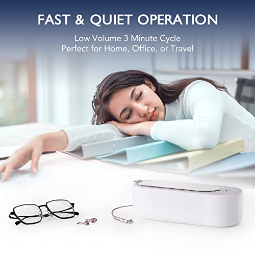 CO-Z Ultrasonic Jewellery Cleaner,46kHz 360 mL Ultrasonic Cleaner with Stainless Steel Basin, 18W Sonic Cleaner for Eyeglasses, Rings, Watch, Coi