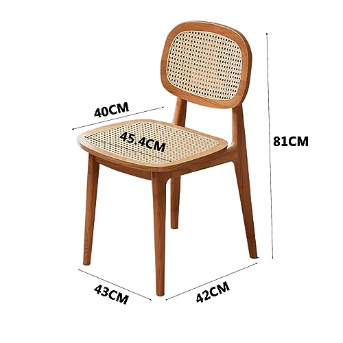 Mid-Century Dining Chairs Set of 2, Upholstered Armless Rattan Dining Chair with Woven Backrest and Wood Legs Backrest Chairs for Living Dining R