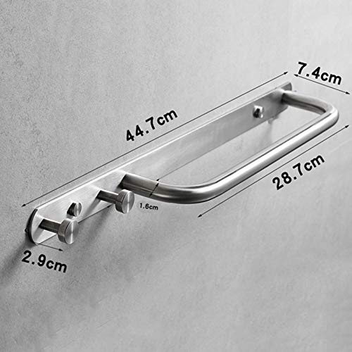 HIGOH Towel Rack Hanger Rack Stainless Steel Hooks Wall Towel Bar Kitchen Towel Holder Rack with 2 Hooks Bathroom Wall Mounted Hooks Bathroom Har
