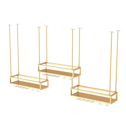 EMISOO Wine Rack Wall Mounted - 3 Packs Wine Glass Holder, Ceiling Hanging Wine Bottle Holder, Simple Style Ceiling Decoration Shelf for Bars, Re