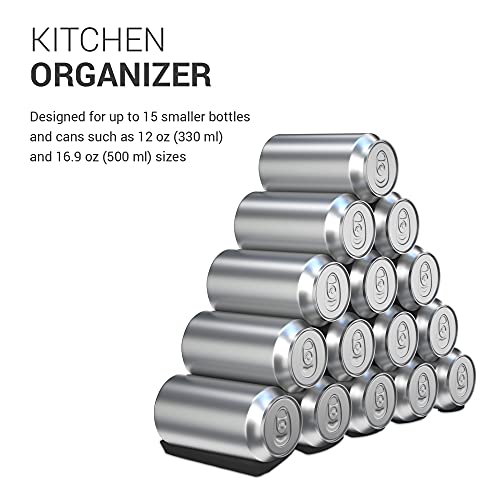 kwmobile Silicone Bottle Stacking Mat (Set of 2) - Refrigerator Organizer Holder Rack to Stack Bottles, Cans, Beer, Soda - Black
