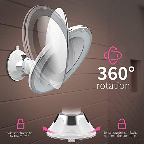 LINPOZONE Version 10X Magnifying Makeup Vanity Mirror with Lights, LED Lighted Portable Hand Cosmetic Magnification Light up Mirrors for Home Tab