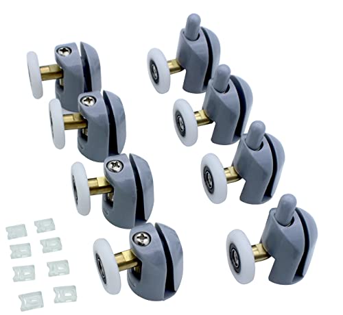 KEABATH 8pcs Shower Door Rollers, Shower Glass Rollers Shower Single Wheel Runner Pulleys, 25mm Wheels for Shower Enclosure, Shower Room, Shower