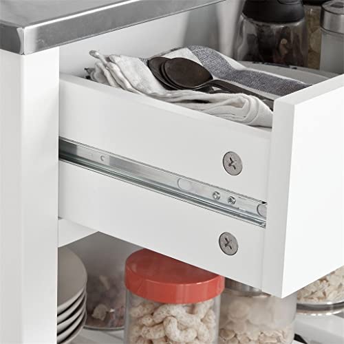DINGZZ Kitchen Storage Serving Trolley Cart With Stainless Steel Worktop Easy to Clean