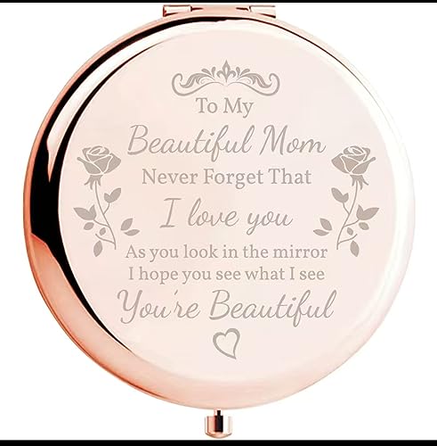 Compact Mirror for Her Inspirational Gifts for Women Friends Engraved Makeup Mirror for Her (Rose Gold)