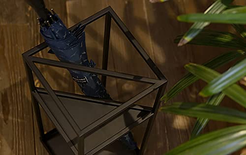 NMDCDH Umbrella Stand Modern Black Long Short Umbrella Holder, Creative Geometric Canes Golf Clubs Stand with Drip Tray, for Home Hotel Hallway E