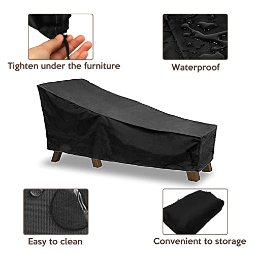 WorthPlanet Sun Lounger Cover 420D Oxford Fabric Garden Sunbed Cover 208 x 75 x 40/80cm Waterproof Patio Chaise Lounge Cover for Outdoor Garden Y