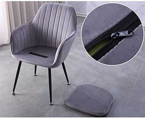 Modern Kitchen Dining Room Chairs Home Kitchen Dining Chair Set Of 2 Living Room Armchair with Metal Legs Velvet Seat and Backrests (Color : Grey