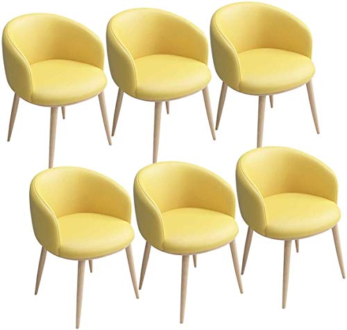 Modern Kitchen Dining Room Chairs PU Dining Chairs Set Of 6 Vintage Kitchen Chairs Leather Seat With U-Shaped Backrest Metal Legs Armchairs For D