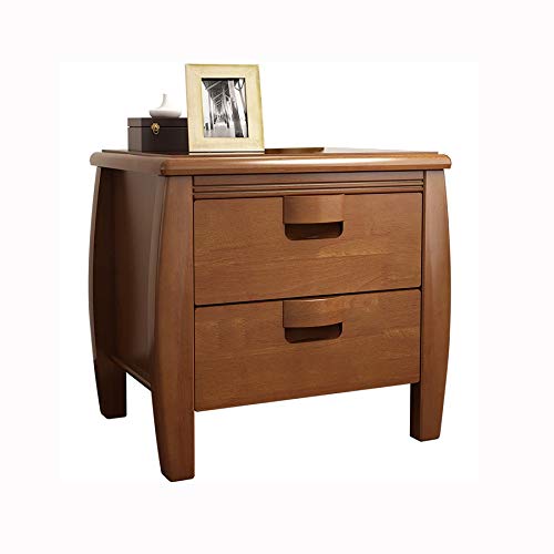 N/A Solid Wood Double Drawer Design Bedside Table, Mini Antique Simple Bedside Table