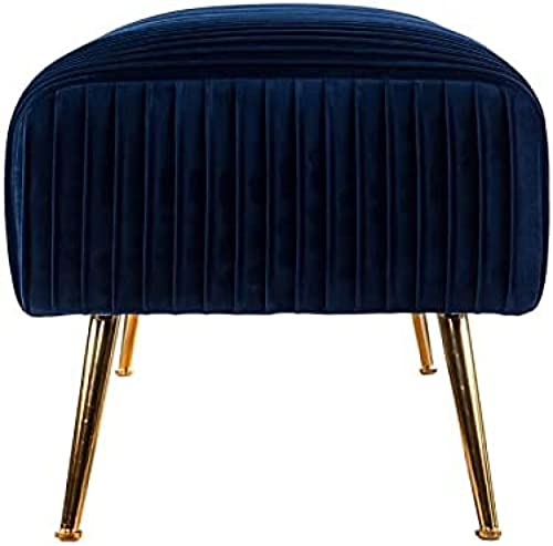 Luxurious Bedroom Bench,Velvet End Of Bed Bench Seat With Golden Legs,Comfy Upholstered Bench Entryway Bench Bed Bench-Blue 60X45X45Cm,Blue,100X4