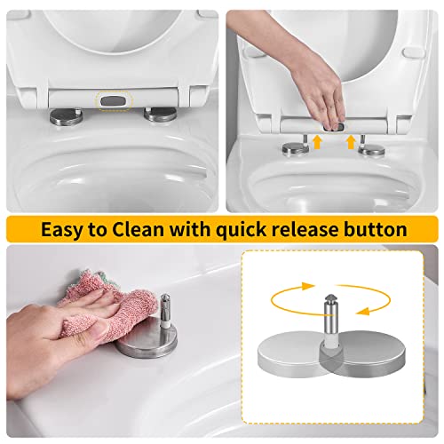 Mass Dynamic Soft-Close Toilet Seat with One Button Quick Release for Effortless Cleaning, Easy Top Fix, White Standard Toilet Seats with Adjusta
