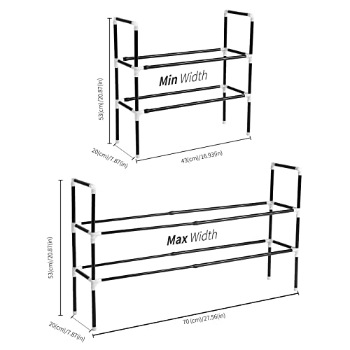 Kacimil Shoe Rack, Adjustable Shelf Shoe Organizer, Expandable Shoe Rack for Closet, Entryway Shoe Storage, Free Standing Stackable Sturdy Metal