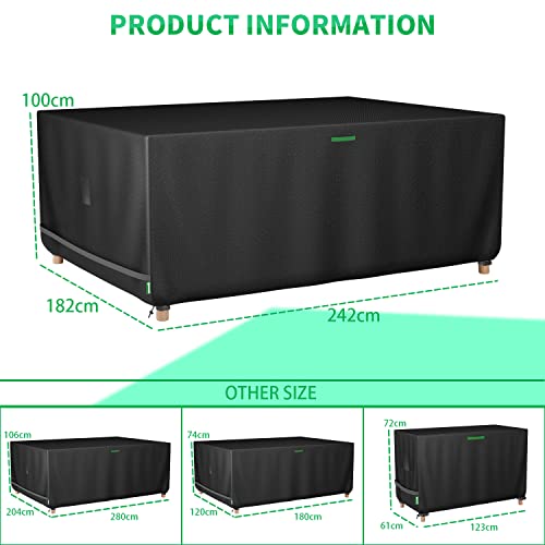 KINGARDEN Patio Garden Furniture Covers Waterproof with Air Vent 242x182x100cm Upgraded 600D Cube Furniture Set Covers Heavy Duty Oxford Fabric W