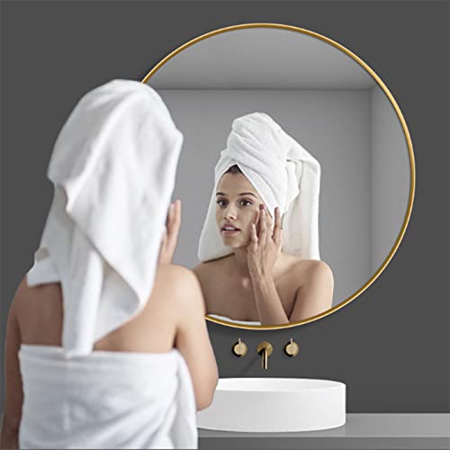 SkiPdr Bathroom round Led Dimmable Toilet Bathroom Mirror with Lamp, Household Makeup Wallmounted Defogging Mirror (60/70Cm), a Warm Light,
