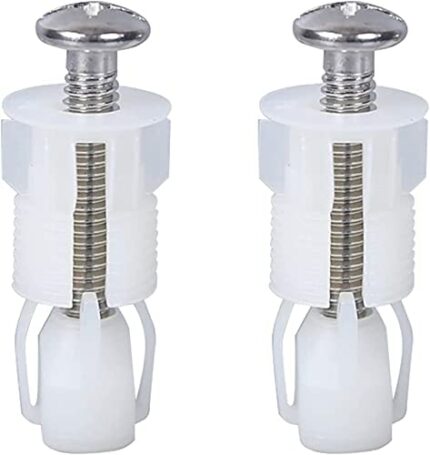 2pcs Toilet Seat Fittings and Fixtures Toilet Lid Screws Stainless Steel Top Fixing Hinges Screws Expanding Nylon Nuts White Fixing Bolt for Toil