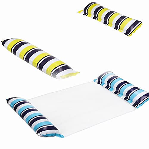 Semusgx 2 Pack Water Hammock, Inflatable Pool Hammock Floats, 4-in-1 MultiPurpose Inflatable Hammock with a Manual Air Pump for Swimming Pool Bea