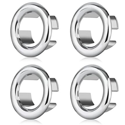 4 Pieces Sink Overflow Ring, PROUSKY Kitchen Bathroom Sink Hole Round Overflow Cover Basin Trim Overflow Drain Cap Cover Insert in Hole Spares, 3